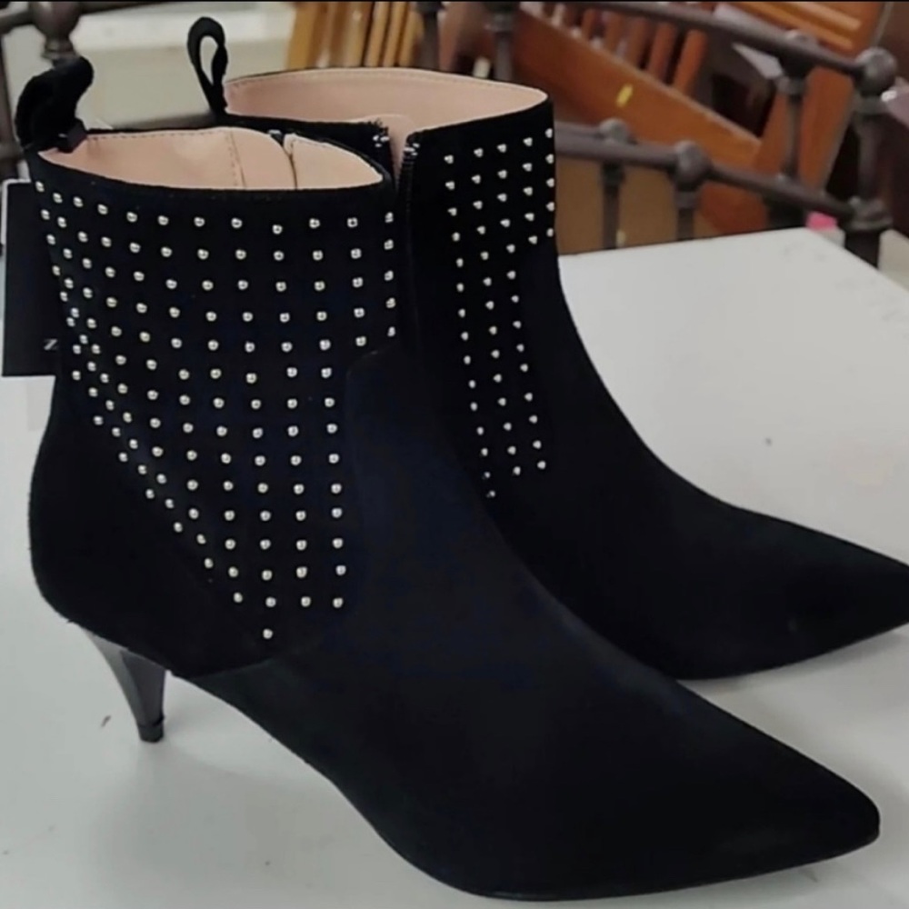 Zara Studded Suede Ankle Boots
